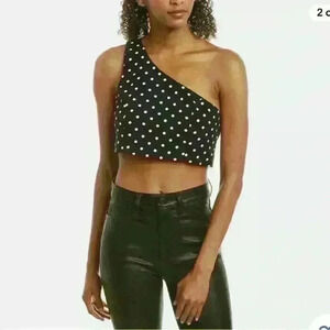NWT CINQ A’ SEPT ON SHOULDER CROP TOP